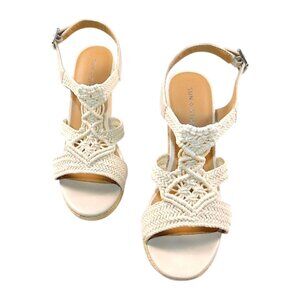 Sun + Stone Esme Wedge Sandals Women’s Size 8.5M — Cream Macramé Platform Espadr